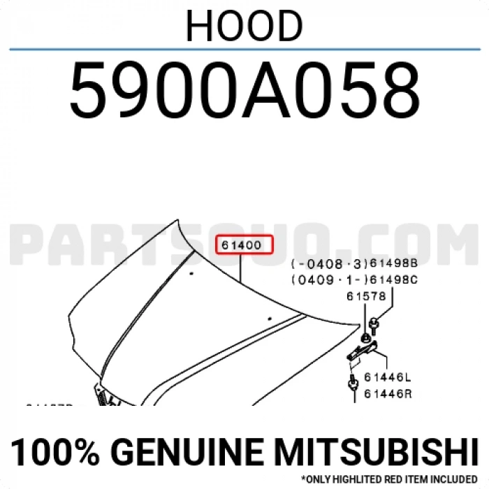 Mitsubishi Outlander Motor Kaputu 2003-2006 (Oem No:  5900A058)
