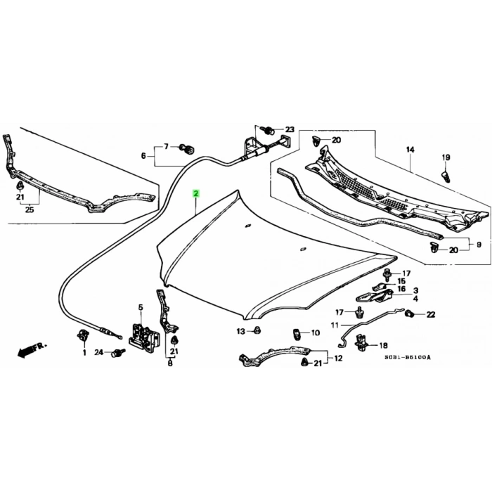 Honda Civic Motor Kaputu Sedan /Hatcback 1999-2001 (Oem No:  60100S04020Zz)