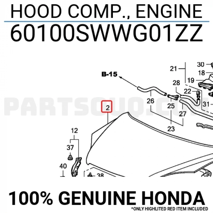 Honda Crv Motor Kaputu 2009-  (Oem No:  60100Swwg01Zz)