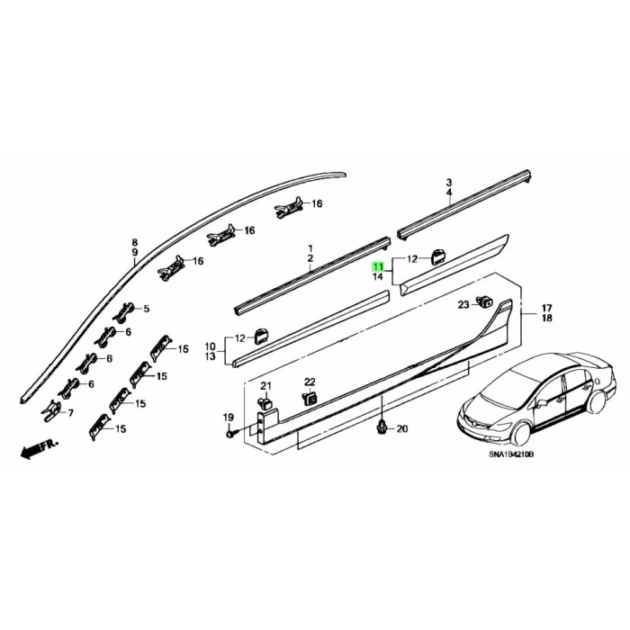Honda Civic Arka Kapı Bandı Siyah Astarlı Sağ 2006- (Oem No:  75303Snaa01Zd)