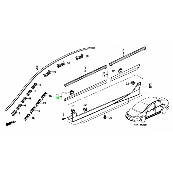 Honda Civic Ön Kapı Bandı Siyah Astarlı Sol 2006- (Oem No:  75322Snaa01Zd)
