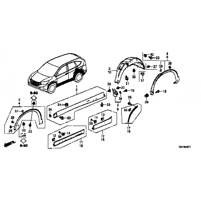 Honda Crv Arka Kapı Bandı Siyah Sol 2012- (Oem No:  75395T0Aj01)