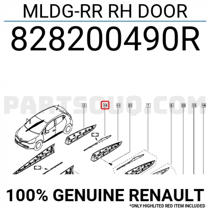 Renault Clio Arka Kapı Band Yarenault Desensör Hatchback . Sağ 2011-- (Oem No:  828200490R)