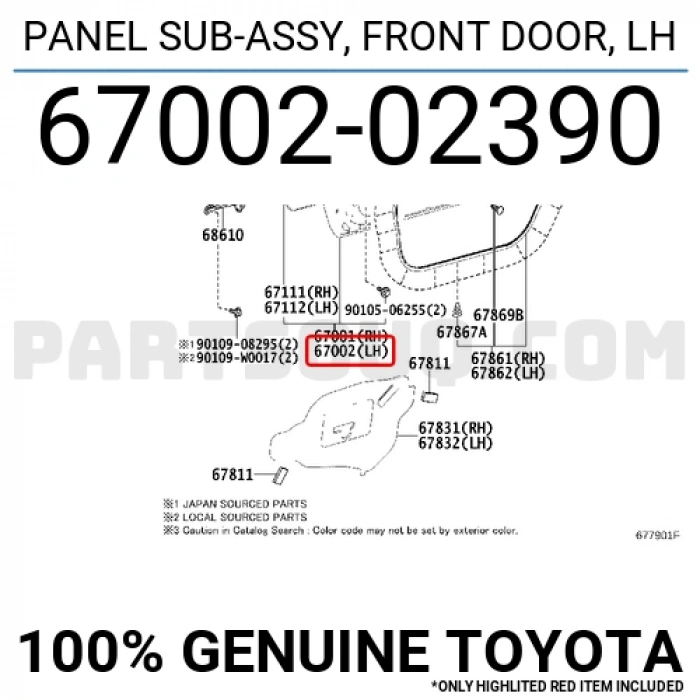Toyota Corolla Ön Kapı Sol 2013- (Oem No:  6700202390)