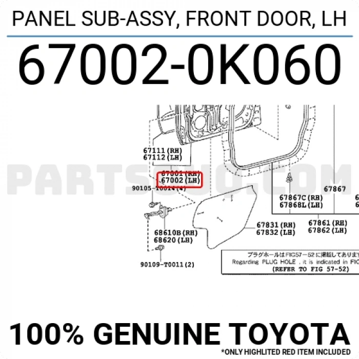 Toyota Hilux Ön Kapı Sol 2005  (Oem No:  670020K060)