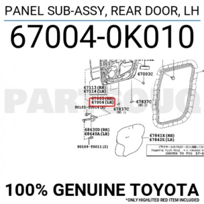 Toyota Hilux Vıgo Arka Kapı Sol 2005 -2009  (Oem No:  670040K010)