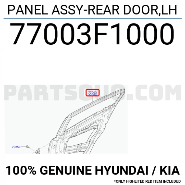 Kia Sportage Arka Kapı Sol 2016- (Oem No:  77003F1000)