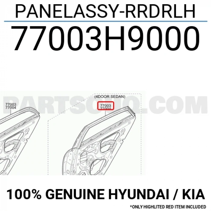 Kia Rio Arka Kapı Sol 2017- (Oem No:  77003H9000)