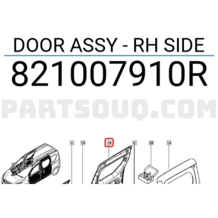 Dacia Dokker Arka Sürgülü Kapı Sağ 2011- (Oem No:  821007910R)