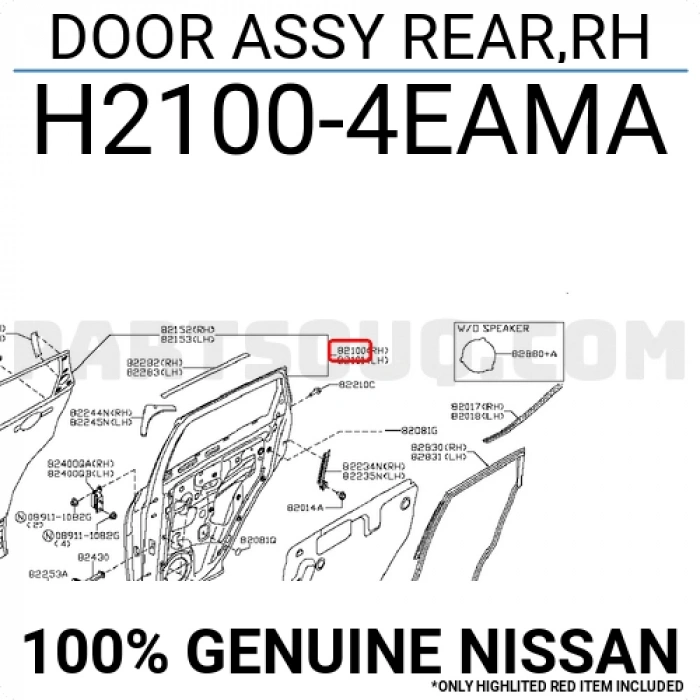 Nissan Qashqai Arka Kapı Sağ 2013- (Oem No:  H21004Eama)