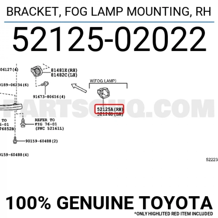 Toyota Auris Ön Sis Far Kapağı Sağ 2010-2012 (Oem No:  5212502022)