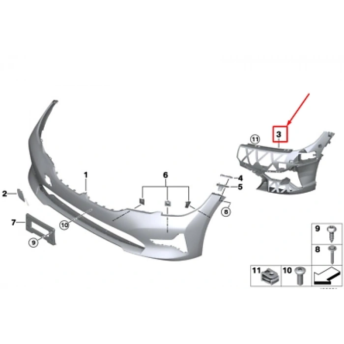 Bmw 3 Serisi Sis Far Braketi Sağ 2019- (Oem No:  51117422248)