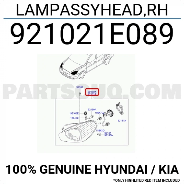 Hyundai Accent Ön Far Elektrikli Beyaz Sinyalli Sağ 2006 (Oem No:  921021E089)