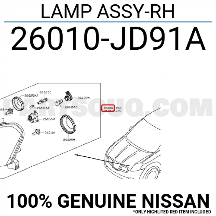 Nissan Qashqai Ön Far Elektrikli Motorlu Balastsız Sağ 2007--2010 (Oem No:  26010Jd91B)
