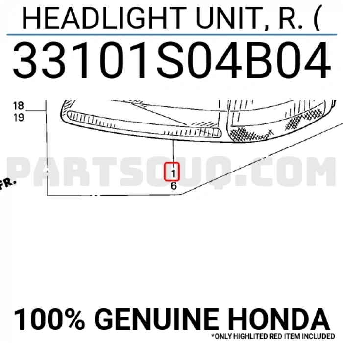 Honda Civic Ön Far Elektrikli Sedan /Hatchback Sağ 1995-1999 (Oem No:  33101S04B04)