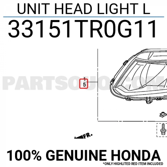 Honda Civic Ön Far Elektrikli Motorlu Xen Sedan Soketli Sol 2012-2016 (Oem No:  33151Tr0G11)