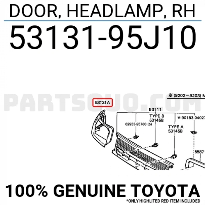 Toyota Hiace Ön Far Çerçevesi Sağ 1989-1995 (Oem No:  5313195J10)