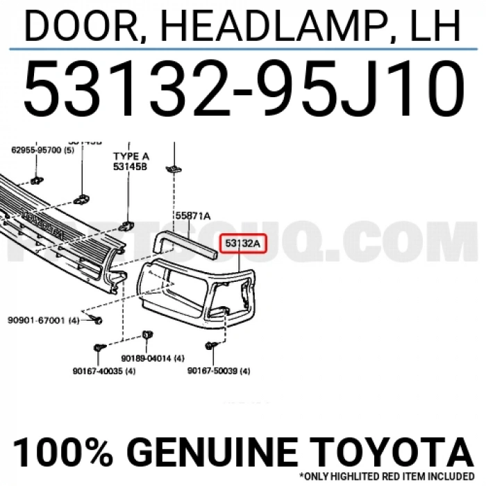 Toyota Hiace Ön Far Çerçevesi Sol 1989-1995 (Oem No:  5313295J10)