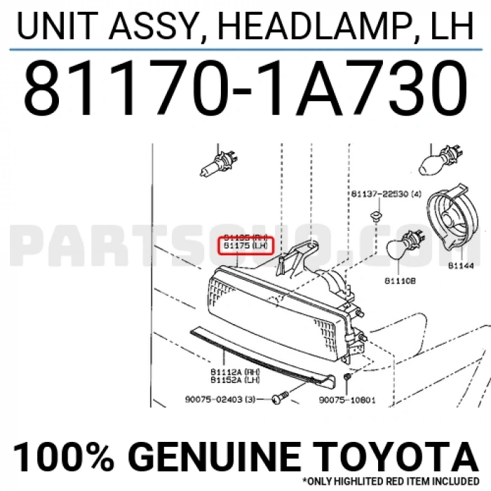 Toyota Corolla Ön Far Manlıftback Sol 1988-1992 (Oem No:  811701A730)