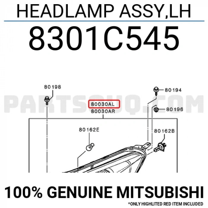 Mitsubishi Attrage Ön Far Elektrikli Motorlu Sol 2013- (Oem No:  8301C545)