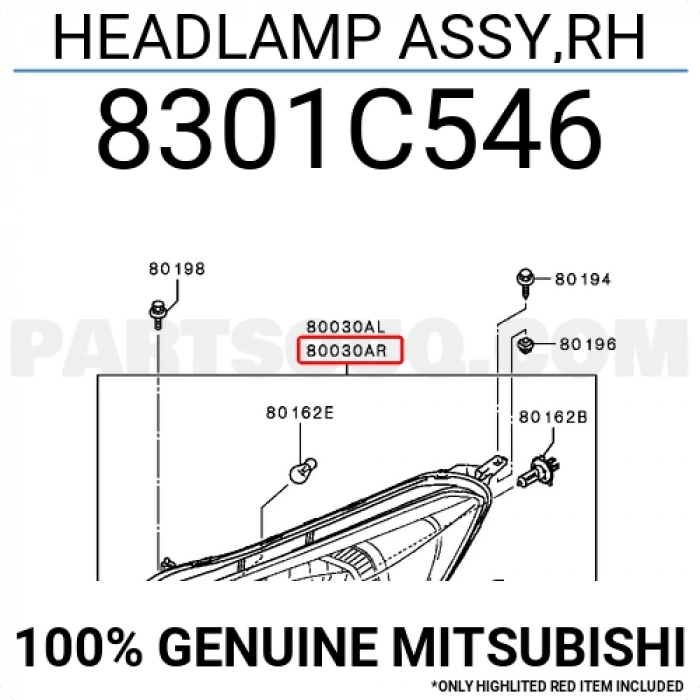 Mitsubishi Attrage Ön Far Elektrikli Motorlu Sağ 2013- (Oem No:  8301C546)