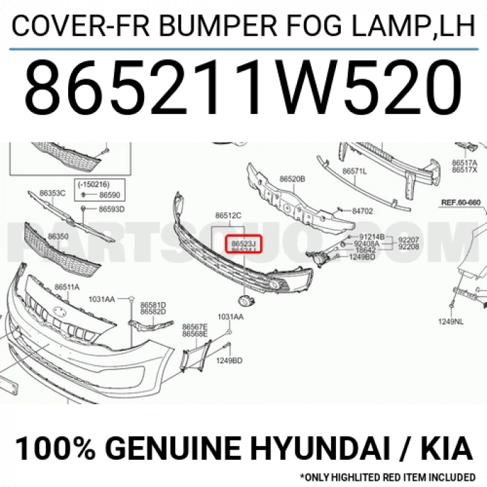 Kia Rio Sis Far Çerçevesı Nikelaj Sol 2015- (Oem No:  865211W520)