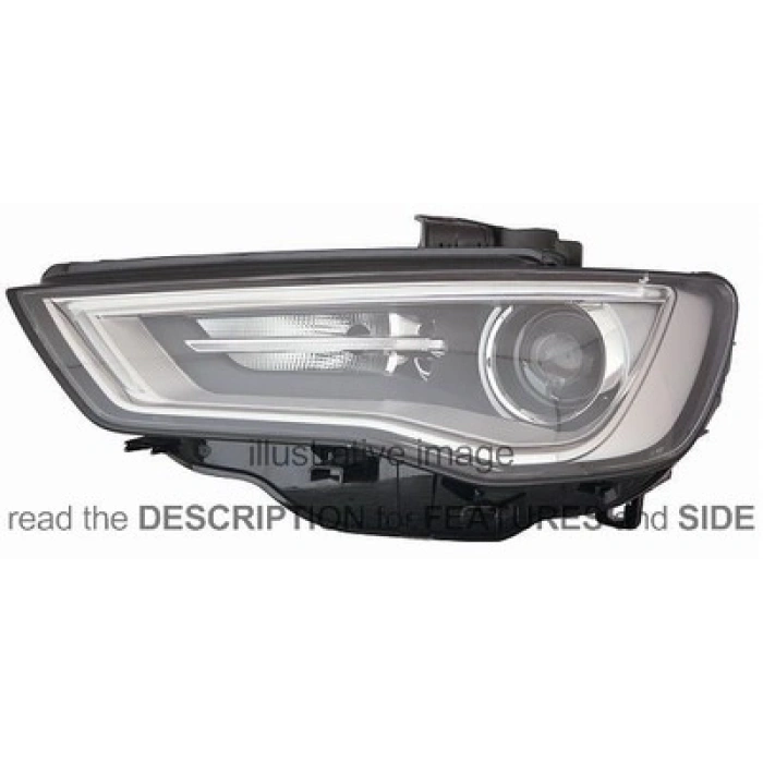 Audi A3 Ön Far Elektrikli Motorlu Sıyah Ledlı Xenon Tip Sol 2013-2016  (Oem No:  8V0941043C)