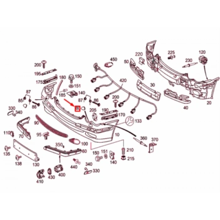 Mercedes C Class Ön Far Yıkama Kapağı Sol 2001- 2007 (Oem No:  A20388007059999)