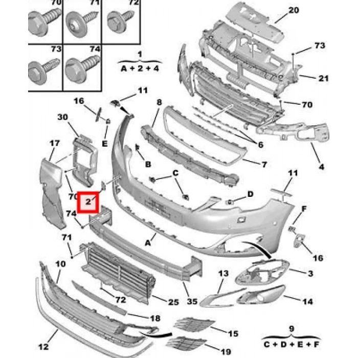 Peugeot 308 Ön Çeki Demiri Kapağı Astarlı 2013- (Oem No:  1610742980)