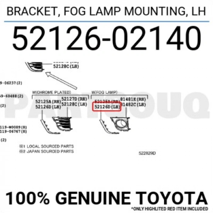 Toyota Corolla Ön Sis Lamba Kapağı Bandı Nikelaj Sol 2013- (Oem No:  5212602140)