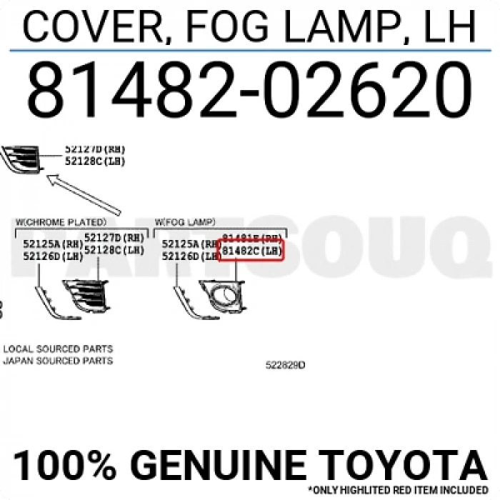 Toyota Corolla 2016-2018 Ön Sis Lamba Kapağı Delikli Sol  (Oem No:  8148202620)