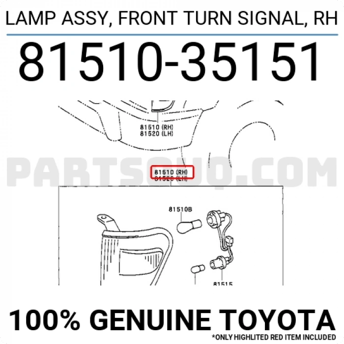 Toyota Hilux Ön Sinyal Nikelajlı Sağ 1998-2000 (Oem No:  8151035151)