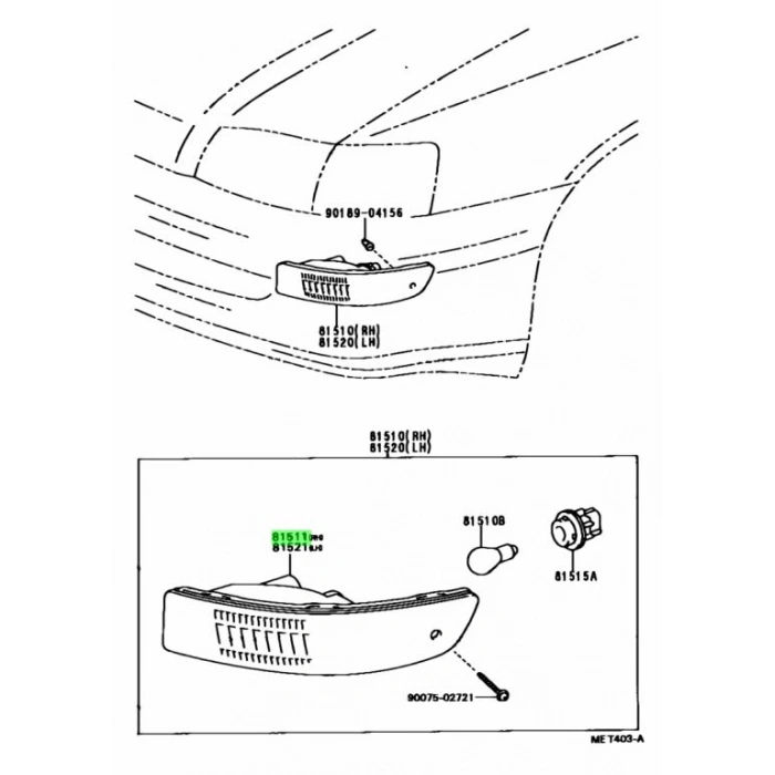 Toyota Carina Ön Sinyal Sağ 1993-1997 (Oem No:  8151120650)