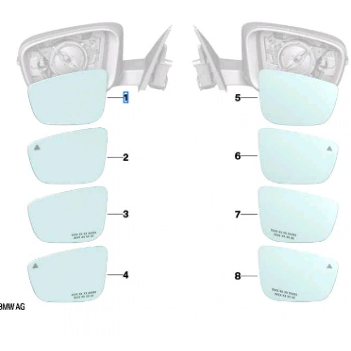 Bmw 3 Serisi/5 Serisi/7 Serisi Dış Ayna Camı Is Sol 2018 (Oem No:  51167955143)