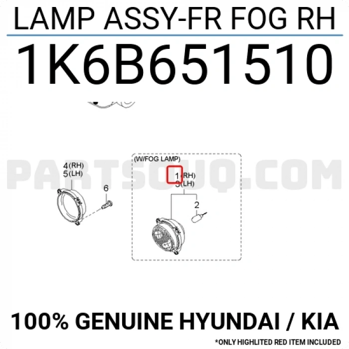 Kia Bongo Ön Sis Lambası Sağ 2003-2004 (Oem No:  1K6B651510)