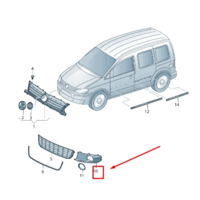 Volkswagen Caddy Ön Sis Lamba Kapağı Nikelaj Çerçeveli Sağ 2010- (Oem No:  1T0853666T9B9)