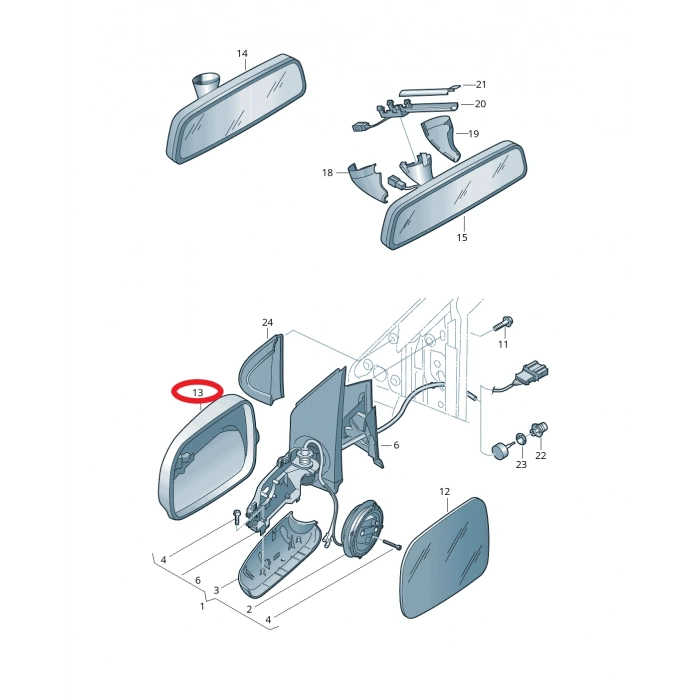 Volkswagen Polo Dış Ayna Kapağı Sıyah Sol 2005 2008- (Oem No:  1Z08575379B9)
