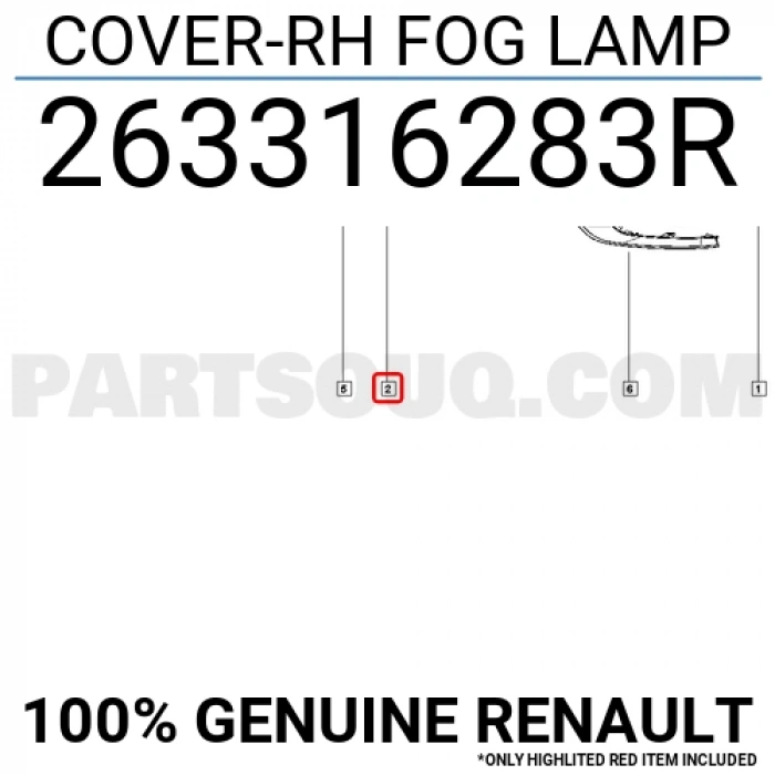 Renault Koleos Ön Sis Lamba Kapağı Delikli Sağ 2016- (Oem No:  263316283R)