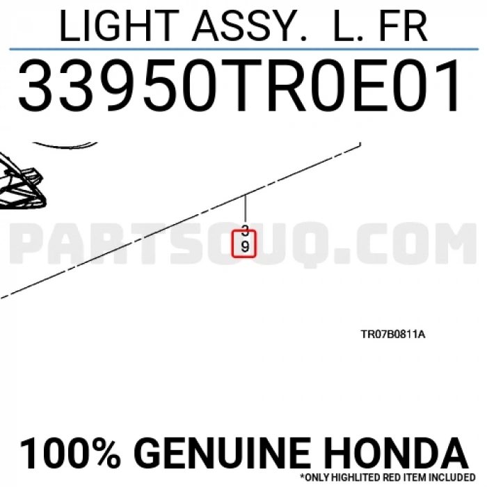 Honda Civic Ön Sis Lambası Sedan Sol 2012- (Oem No:  33950Tr0E01)