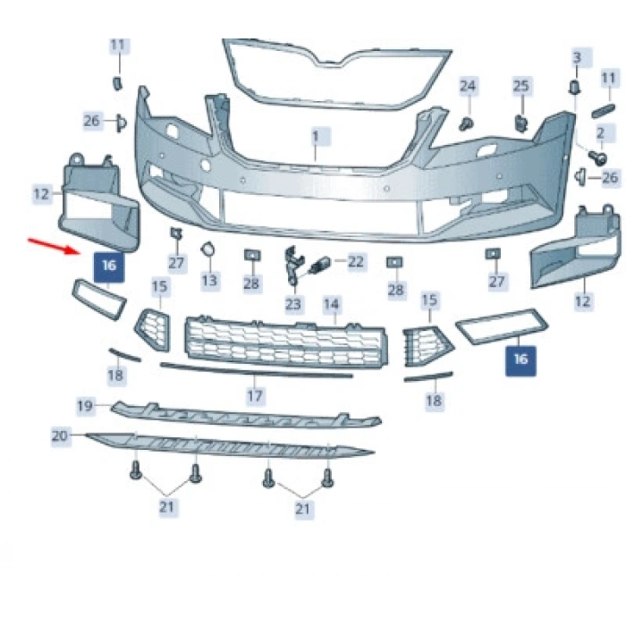 Skoda Superb Ön Sis Lamba Kapağı Sağ 2015- (Oem No:  3V08073689B9)