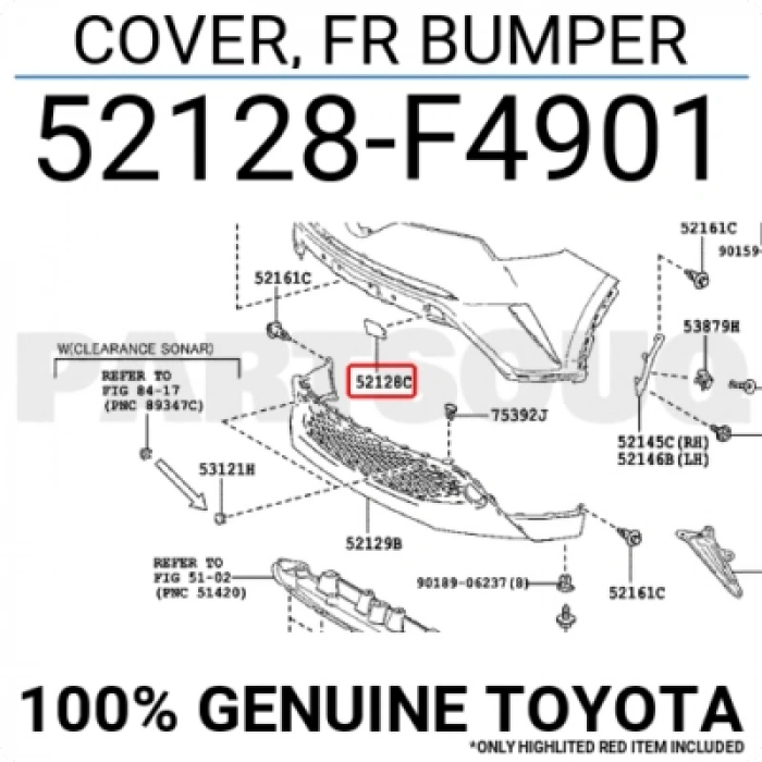 Toyota Chr Ön Çeki Demiri Kapağı Astarlı 2015-- (Oem No:  52128F4901)