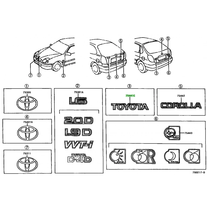 Bagaj Amblem  (Oem No:  7544102030||)