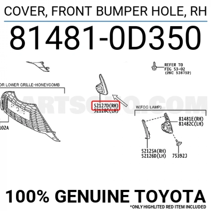 Toyota Yaris Ön Sis Lamba Kapağı Sağ 2020- (Oem No:  814810D350)