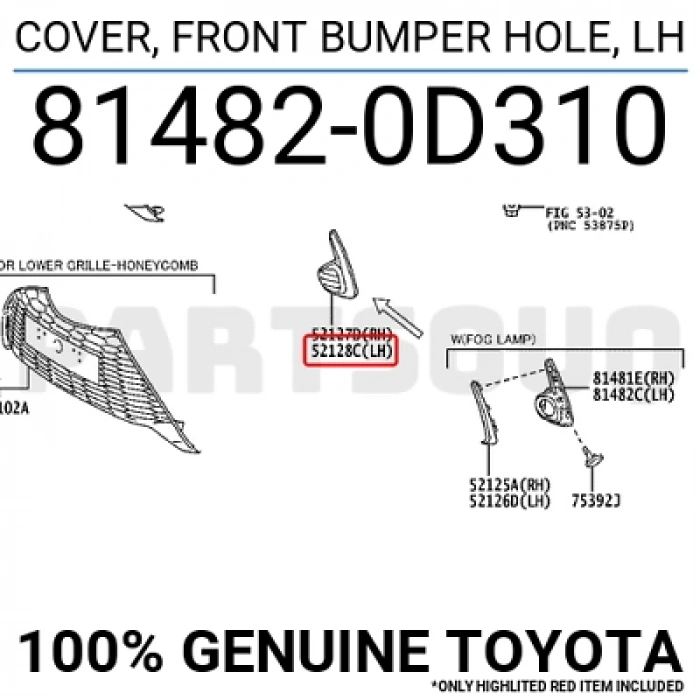 Toyota Yaris Ön Sis Lamba Kapağı Sol 2017- (Oem No:  81482-0D310)