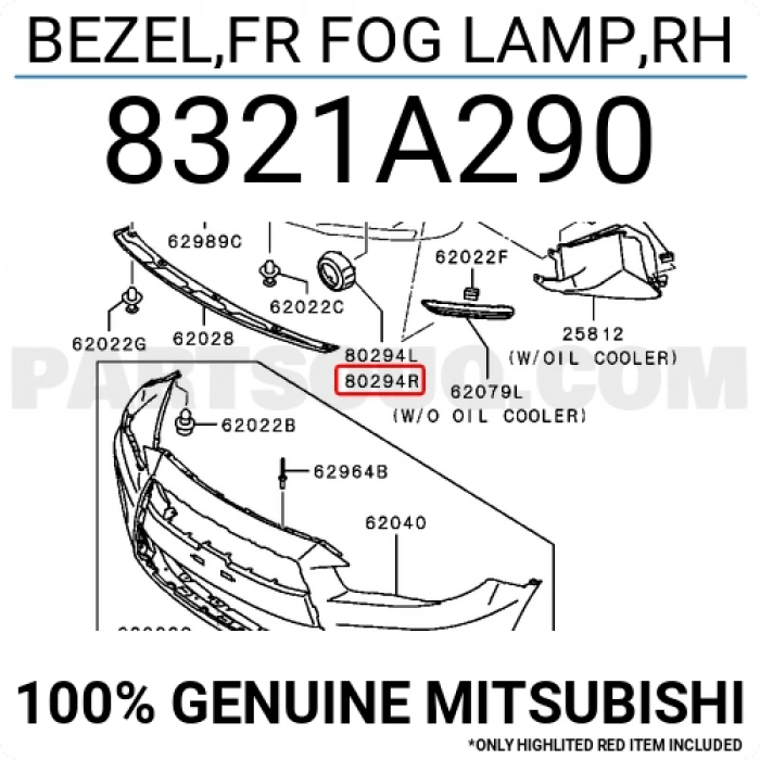Mitsubishi Outlander Ön Sis Lamba Kapağı Delikli Krm Sağ 2010- (Oem No:  8321A290)