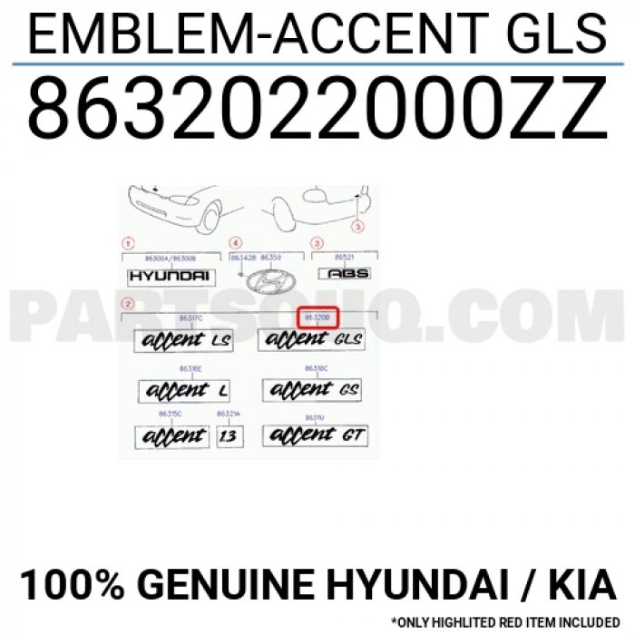 Amblem Yazı Grı  (Oem No:  8632022000Zz|8632022000Kr|)