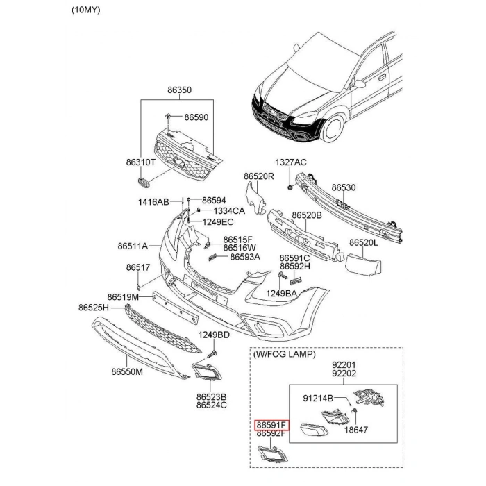Kia Rio Ön Sis Lamba Kapağı Delikli Sol 2009-2011 (Oem No:  86561-1G600)