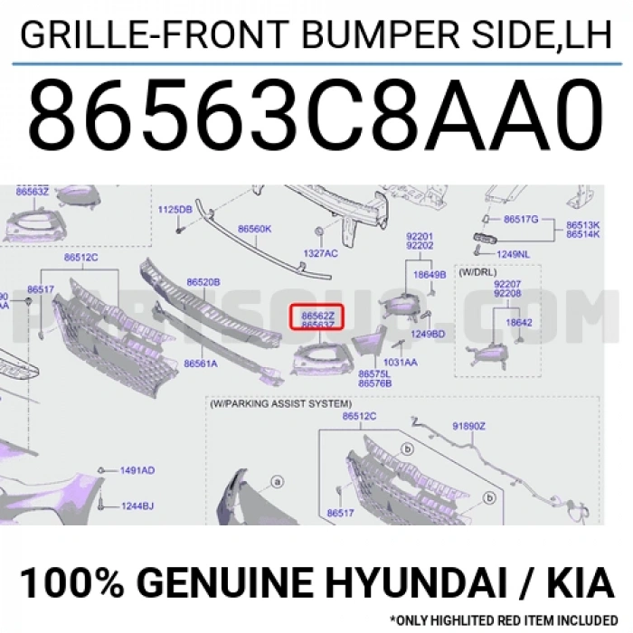 Hyundai İ20 Ön Sis Lamba Kapağı Sol 2018-2020 (Oem No:  86563C8Aa0)