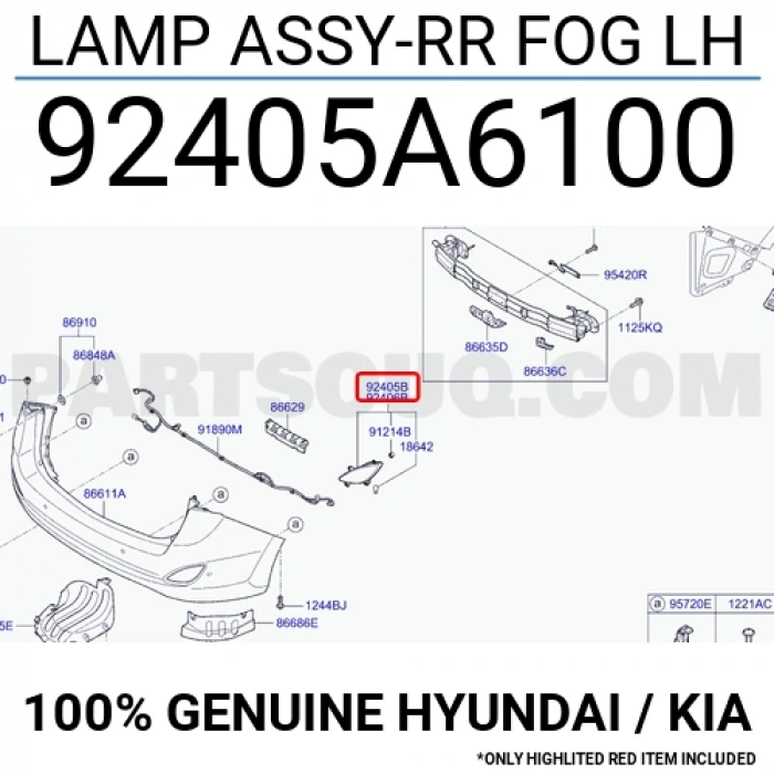 Hyundai İ30 Arka Sis Lambası Station Wagon Sol 2011--2017 (Oem No:  92405A6100)
