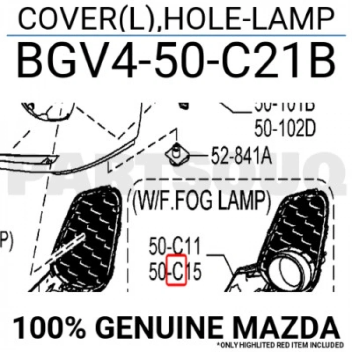 Mazda 3 Ön Sis Lamba Kapağı Delikli Hatchback Sol 2012- 2013- (Oem No:  Bgv4-50-C21B)